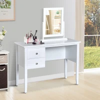 HOMCOM MDF Dressing Table Makeup Vanity Desk with 2 Drawers & Mirror Bedroom Furniture 100 x 40 x 73 cm White(m-1)