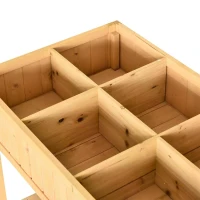 Outsunny Garden Wooden Planters, Rectangular 8 Compartment Plant Stand, Oak Tone(m-8)