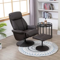 HOMCOM Executive Recliner Chair high back Leather Seat with Footrest Stool Brown(m-1)
