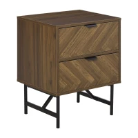 HOMCOM Bedside Table with Two Drawers, Side Cabinet Storage Unit with Metal Handles, Organisation Furniture for Living Room, Bedroom, Walnut Brown(m-1)