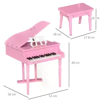 HOMCOM 30 Keys Mini Kids Piano for Child with Music Stand and Bench Best Gifts Toy(m-3)
