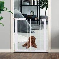 PawHut Stair Gate, Pressure Fit Safety Dog Gate Easy Close Pet Barrier for Doorway, 73-80 cm, White(m-1)
