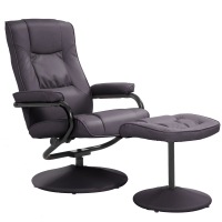 HOMCOM PVC Reclining Executive Chair w/ Footrest Stool Brown