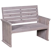 Outsunny 2-Seater Garden Double Bench Solid Fir Wood Outdoor Armrest Chair High Back Loveseat(m-1)