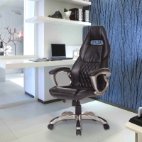 HOMCOM PU Leather Padded Home Office Chair with Adjustable Height Black