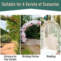Outsunny Garden Decorative Metal Arch with Gate Outdoor Patio Trellis Arbor for Climbing Plant Archway Antique Black - 108L x 45W x 215Hcm(m-6)