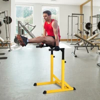 HOMCOM 66Lx75Wx119H cm Dip Station Chin Up Parallel Bars Pull Up Power Tower Home Gym Workout Bicep Tricep Fitness Equipment Height Adjustable(m-1)