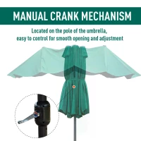 Outsunny 4.6M Sun Umbrella Canopy Double-sided Crank Sun Shade w/ Cross Base Dark Green(m-5)