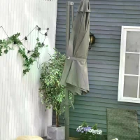Outsunny 3(m) Offset Parasol Cantilever Hanging Umbrella 360° Rotation w/ Base Dark Grey(m-10)