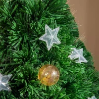 HOMCOM 2FT Pre-lit Artificial Christmas Tree Tabletop Multicoloured Fibre Optic Xmas Decoration w/ LED Lights Pot Table Desk - Green(m-8)