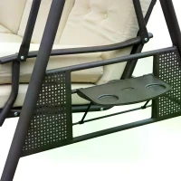 Outsunny Swing Chair Hammock Chair 3 Seater Canopy Cushion Shelter Outdoor Bench Steel Beige(m-11)