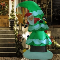 HOMCOM 7Ft Inflatable Christmas Tree W/ Santa Decoration, Polyester Fabric-Multicolour