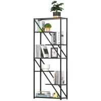 HOMCOM 6-Tier Storage Shelf with Metal Frame, Shelving Unit for Living Room, Office, Hallway, Industrial Style, 64W x 30D x 165Hcm, Rustic Brown(m-1)