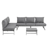 Outsunny 3 Pcs Garden Seating Set w/ Sofa Lounge Coffee Table Outdoor Patio Furniture(m-1)
