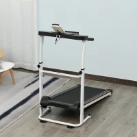 HOMCOM Folding Manual Treadmill Fitness Walking Machine Home Office Exercise Workout Adjustable Height w/ LCD Display Black&White(m-2)