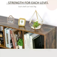 HOMCOM Storage Shelf 3-Tier Bookcase Display Rack Home Organizer for Home Office, Living Room, Playroom, Rustic Brown(m-5)