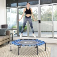 HOMCOM 40" Mini Hexagon Steel Frame Trampoline with Anti-slip Rubber Pads Blue(m-1)
