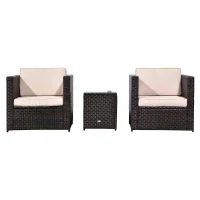 Outsunny 2-Seater Rattan Sofa  Furniture Set W/Cushions, Steel Frame-Brown(m-11)