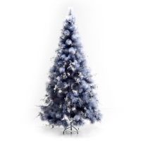 HOMCOM 7ft Christmas Decorations Christmas Tree W/Replica Berry And Spruce - Grey