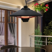 Outsunny Hanging Halogen Heater, 2000 W-Black