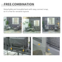 Outsunny 3 Pcs Garden Seating Set w/ Sofa Lounge Coffee Table Outdoor Patio Furniture(m-5)