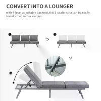 Outsunny 3 Pcs Garden Seating Set w/ Sofa Lounge Coffee Table Outdoor Patio Furniture(m-4)