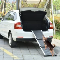 PawHut Telescoping Dog Car Ramp Lightweight Aluminium Alloy Frame Portable with Carry Handle, 71cm - 159cm(m-1)