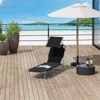 Outsunny Folding Sun Lounger-Black