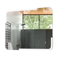 kleankin 80x60cm 42W LED Illuminated Mirror Aluminium Frame w/ Touch Switch Bathroom Bedroom Home Vanity Wall Mounted Lighted(m-2)