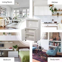 HOMCOM Kitchen Storage Unit, Modern Microwave Stand Trolley Cart, Sideboard with Cabinet,  Locking Wheels, Shelf for Living Room, Dining Room, White(m-4)