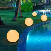 HOMCOM 16 RGB LED Ball Light, Colour Changing Mood Lamp (Globe Shape) with Rechargeable Battery, Remote Control - φ40 cm(m-2)