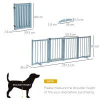 PawHut Pet Gate Wooden Foldable Dog Safety Barrier w/ 4 Panels for Small and Medium Dogs Blue(m-3)