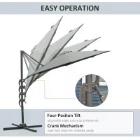 Outsunny 3(m) Offset Parasol Cantilever Hanging Umbrella 360° Rotation w/ Base Dark Grey(m-5)