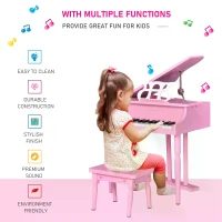 HOMCOM 30 Keys Mini Kids Piano for Child with Music Stand and Bench Best Gifts Toy(m-7)