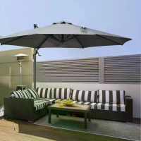 Outsunny 3(m) Offset Parasol Cantilever Hanging Umbrella 360° Rotation w/ Base Dark Grey(m-11)