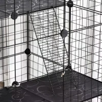 PawHut Pet Playpen DIY Small Animal Cage Enclosure Metal Wire Fence 39 Panels with 3 Doors 2 Ramps for Kitten Bunny Chinchilla Pet Mink Black(m-8)