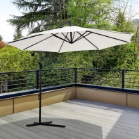 Outsunny 3M Banana Umbrella Parasol-Cream White
