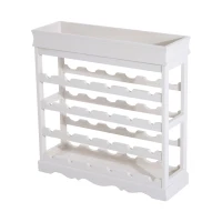 HOMCOM 4-tier Wooden Wine Rack 24 Bottles Stackable Organizer Display Storage Holder Shelves Stand Kitchen Home w/Countertop White(m-1)