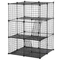PawHut Pet Playpen DIY Small Animal Cage Enclosure Metal Wire Fence 39 Panels with 3 Doors 2 Ramps for Kitten Bunny Chinchilla Pet Mink Black(m-12)