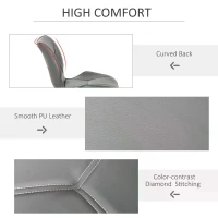 HOMCOM Set of 2 Contrast Stitched PU Leather Racing-Style Dining Chairs Accent Seat w/ Steel Legs Ergonomic Back Padding Home Living Room Grey(m-5)