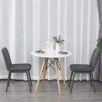 HOMCOM 2 Pieces Armless Mid Back Dining Chair Leisure Fabric Upholstered Padded Seat with Metal Legs for Living Room, Bedroom, Dorm, Office, Dark Grey(m-1)