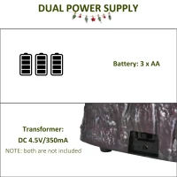 HOMCOM Prelit Christmas Musical Villages with Rotating Tree Animated Xmas Village with Sound Fibre Optic Transformer or Battery-Operated Festival Decoration for Tabletop(m-6)