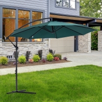 Outsunny 3M Banana Umbrella Parasol-Dark Green
