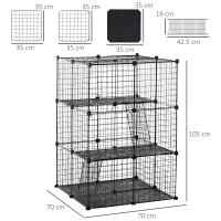 PawHut Pet Playpen DIY Small Animal Cage Enclosure Metal Wire Fence 39 Panels with 3 Doors 2 Ramps for Kitten Bunny Chinchilla Pet Mink Black(m-3)