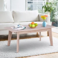 HOMCOM Coffee Table Sleek Rectangle Indoor Storage Living Room Wood Grain(m-1)