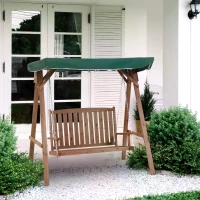 Outsunny Fir Wood 2-Seater Outdoor Garden Swing Chair w/ Canopy Green(m-11)