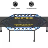 HOMCOM 40" Mini Hexagon Steel Frame Trampoline with Anti-slip Rubber Pads Blue(m-6)