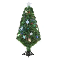 HOMCOM 4FT Prelit Artificial Christmas Tree Fiber Optic LED Light Holiday Home Xmas Decoration Tree with Foldable Feet, Green(m-1)