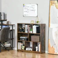 HOMCOM Storage Shelf 3-Tier Bookcase Display Rack Home Organizer for Home Office, Living Room, Playroom, Rustic Brown(m-12)