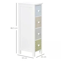 HOMCOM Chest of Drawers, 4 Drawer Dresser, Storage Organizer Toilet Tissue Cabinet for Bedroom, Bathroom(m-3)